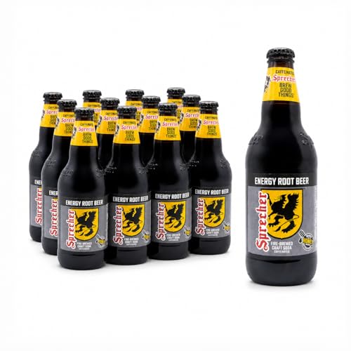 Sprecher Energy Root Beer in 16 fl oz Glass Bottles (12 Pack), Caffeinated Fire Brewed Craft Soda...