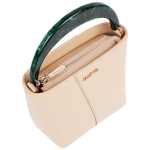Jason Wu Smooth Tote Bag, Structured Handbag with Acrylic Top Handle and Removable Crossbody Strap, Tan by Concept One - Image 4