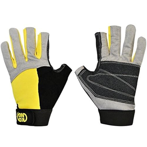 Kong. Alex Gloves. Guanti Tecnici da Arrampicata e Soccorso. 3 Dita Scoperte. in Pelle con Palmo Rinforzato in Kevlar®. Dorso Traspirante Elasticizzato. EN 388. Taglia S