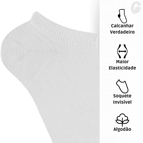 Kit 12 Pares Meias Sapatilha Invisível Active Mash | Brancas | 39 - 44 | 0M0.02BR003944_12P