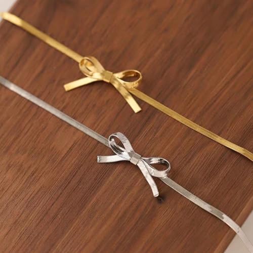 Jude Jewelers Stainless Steel Snake Chain Style Bowtie Knot Collar Necklace3