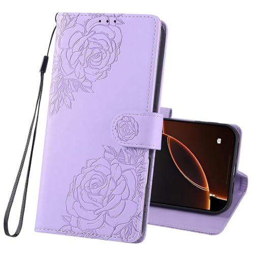 Étui Samsung S24 Plus cuir fleur violet clair à rabat - 5