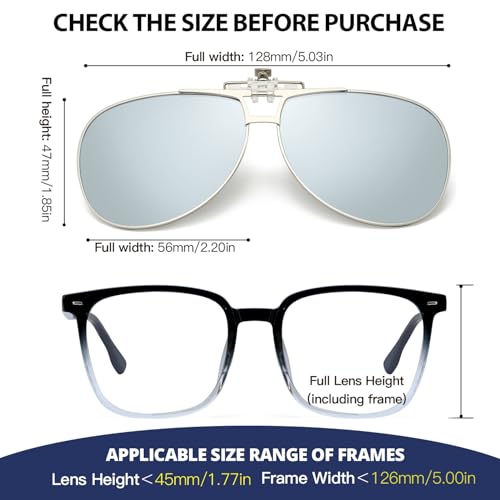 Image of Trysee Polarized Clip on Sunglasses Over Prescription Glasses Aviator Style UV400 Protection Flip Up TS-CO-013