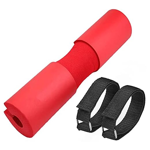 Barhell Squat Pad Barbell Pad Foam Barbell Neck Pad Barbell Pad for Standard Squat Pad Fits Olympic Weightlifting Bar with 2 Belts for Secure & Nonslip - Comfortable Thick Foam Barbell Pad for Squats, Lunges & Hip Thrusts (Red)