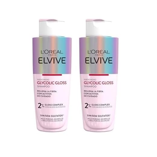 L'Oréal Paris Pack ELVIVE Glycolic Gloss Champú sin sulfatos para Todo Tipo de Pelo (Paquete de 2)
