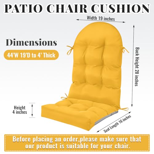 Image of Geelin 2 Pcs Outdoor Patio Chair Cushion Thick High Back Adirondack Chair Cushion Tufted Weather & Fade Resistant Anti-Slip Outside Rocking Chairs Pads with Ties 44 x 19 x 4 Inch (Amber)