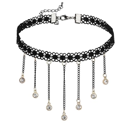 Collier ras du cou rond en acier inoxydable doré noir et zircone cubique brillant