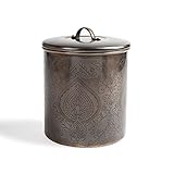 NuSteel Etched Antique Copper 4 QT Stainless Steel Canister, Beautiful Food Storage Container for Kitchen Counter, Tea, Sugar, Coffee, Caddy, Flour Canister with Rubber Seal lid,TG-916AC-4
