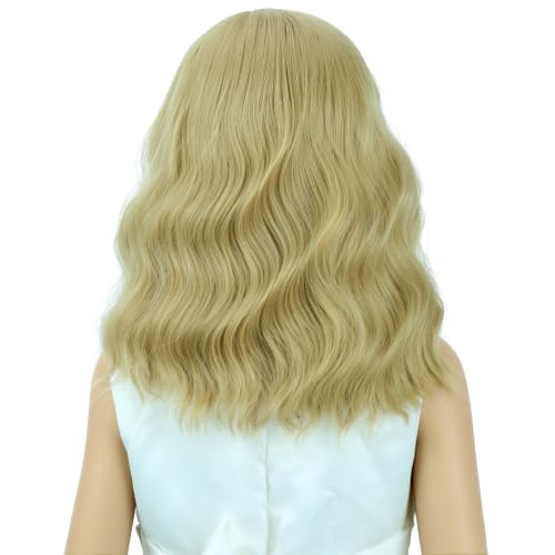 Image of PATTNIUM Blonde Wig for Girls Kids Short Dark Blonde Wigs Side Part Shoulder Length Wavy Heat Resistant Synthetic Wig