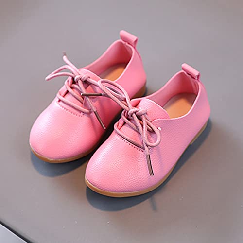 Toddler Sport Shoes Summer And Autumn Fashion Cute Girls Casual Shoes Solid Color Round Toe Lace (Pink, 10.5-11 Years)2