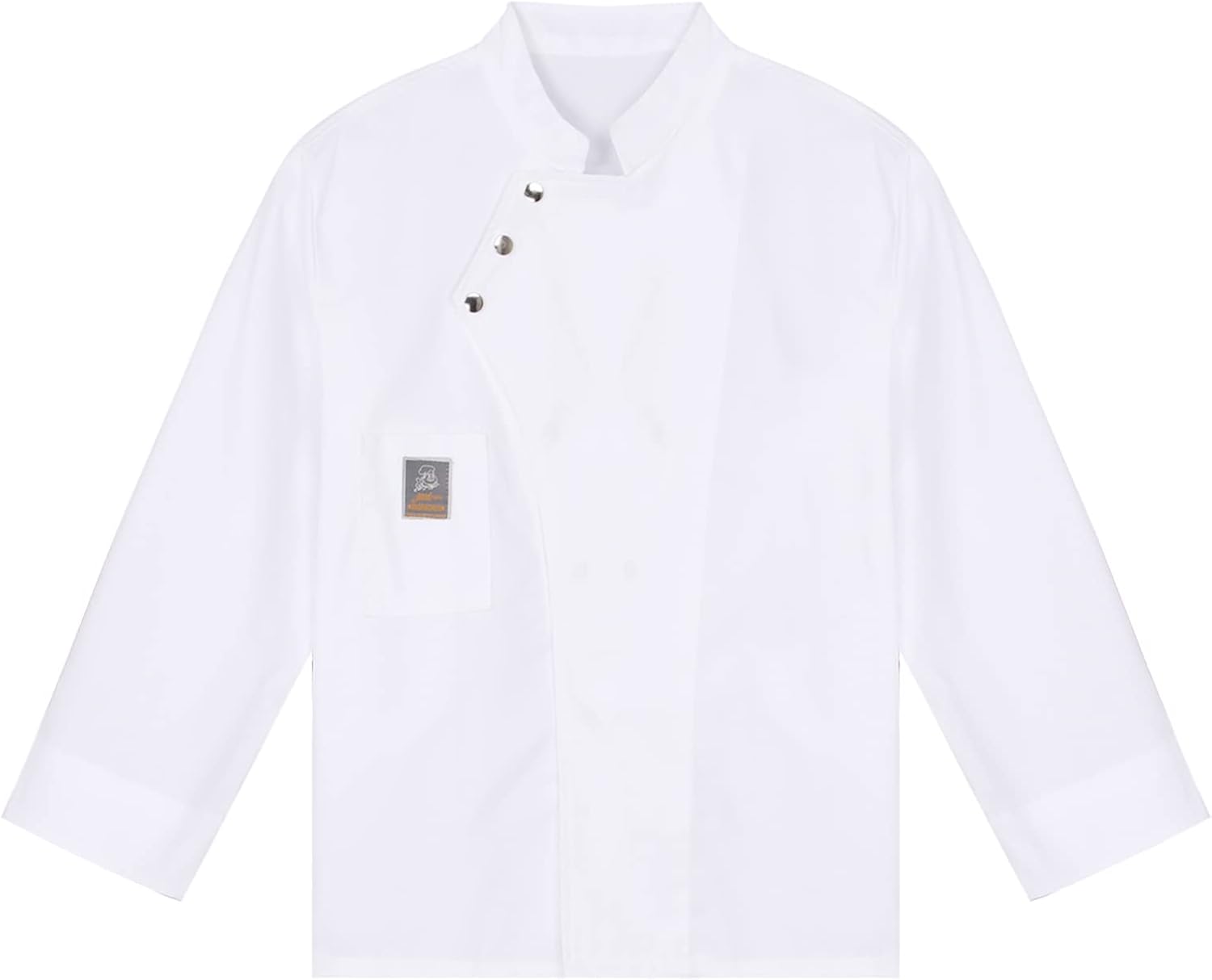JanJean Mens Unisex Long/Short Sleeve Press Button Chef Jacket Chef Coat Cooking Uniform with Pockets