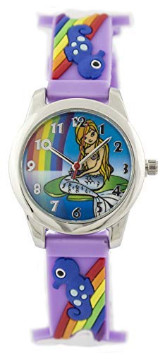 BWC LtdKids Fun Time Mermaid Watch Girls Children's Teacher Dial Wrist Watch (BK001), Lilac, strap