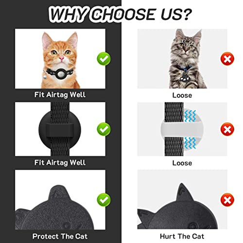 2 Pack Airtag Cat Collar Breakaway With Bell,Reflective Kitten Collar With Apple Airtag Cat Collar Holder,Adjustable 7-12In,Safety Buckle For Girl Boy Cats,Pet Supplies,Accessories,Gifts (Black) #TOP2