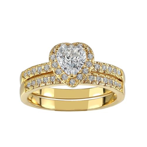 ringheart Couple Rings Matching Ring Heart AAA CZ White Gold Plated Women Wedding Ring Sets for Him and Her Rings2