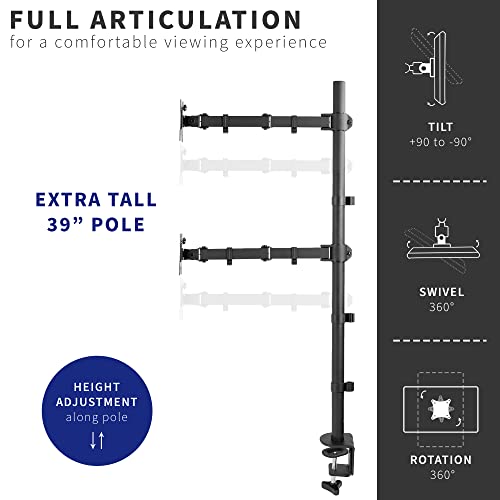 Support Écran Vertical Extra Haut Ajustable pour Double Moniteur 27 Pouces VIVO - 3