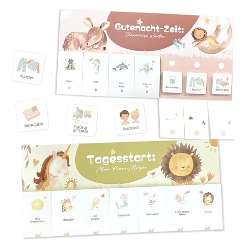 AmzLinkal Routineplaner für Kinder – 2 Routinetafeln für Morgen- und Abendroutine mit 30 Kärtchen (3,5 × 3,5 cm) – Spielerische Alltagshilfe für Kinder AmzLinkal Routineplaner für Kinder – 2 Routinetafeln für Morgen- und Abendroutine mit 30 Kärtchen (3,5 × 3,5 cm) – Spielerische Alltagshilfe für Kinder
