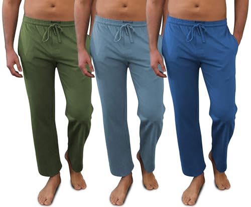 Image of Andrew Scott Men's Cotton Lounge Pants | Sleep Pajama Bottoms| Multi Packs | Drawstring & Pockets