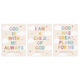 Dazzlewall 3er Set Christliche Krippen Wandkunst, Bunte Schriftstellen Wandbilder für Christliche Familie Kinder-Schlafzimmer Krippe Ohne Rahmen 30x40 cm