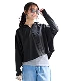[ニッセン] パーカー レディース まるっと顔までUVポンチョ 大きいサイズ有 黒 10L