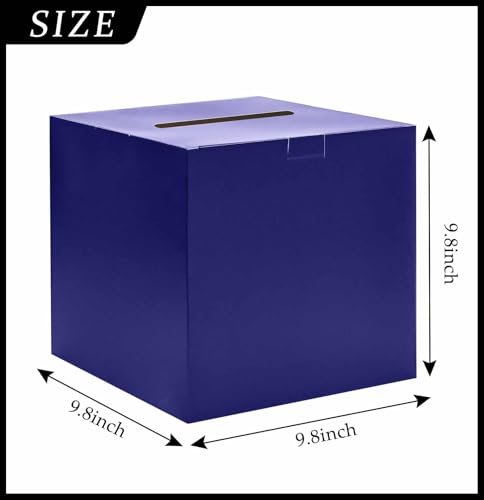 Image of SietDESEO Blue Card Box for Party 9.8 inch x 9.8 inch Large Gift Card Box Holder for Wedding Reception Baby Shower Birthday Graduation Card Box
