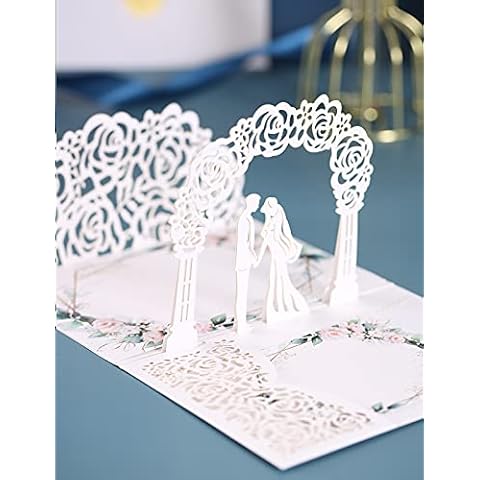 Guiffly Hochzeitskarte Pop Up, Hochzeitskarten Glückwunsch mit hochwertigem Umschlag, Hochzeitskarte 3D für Hochzeitseinladungen, Hochzeitsglückwünsche, Hochzeitstag Cover