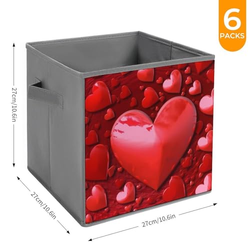 Boîtes de rangement pliables pour vêtements armoire tiroir cube tissu motif cœur 27cm