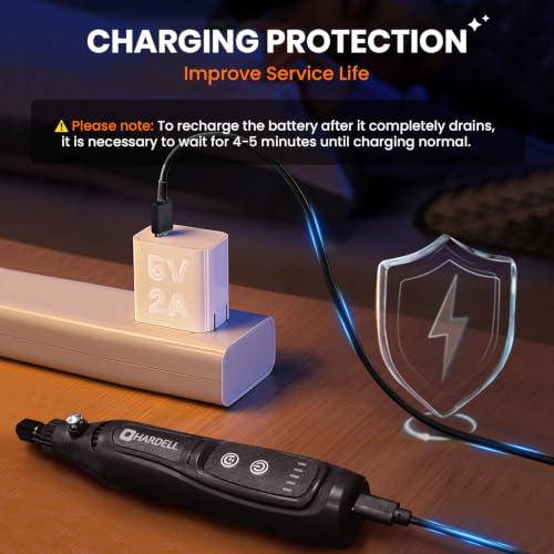 Image of HARDELL Mini Cordless Rotary Tool, 4V 5-Speed Portable Rotary Tool with 43 Accessories, Type-C Charging DIY Craft Tool for Sanding,Carving, Polishing, Jewelry,3D Priting