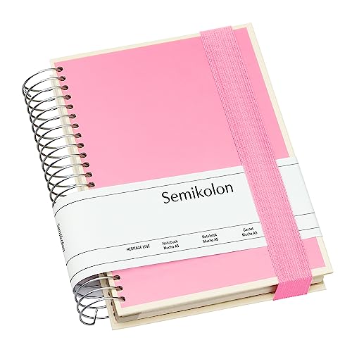 Semikolon 364096 Mucho Spiral-Notizbuch A5 15,7 x 21,7 cm - je 110 karierte, linierte, blanko Seiten, flamingo pink