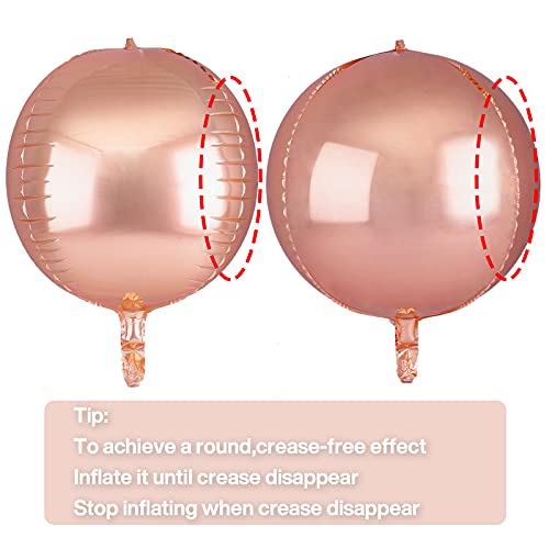Image of PartyWoo Rose Gold Foil Balloons 6pcs Large Round Giant Jumbo 4D Balloons