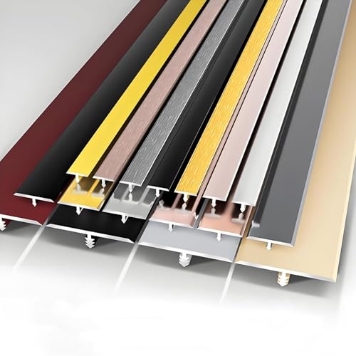 Tapajuntas Suelo/Perfil de Transición, Umbral de Piso Tira de Transición Metal Aluminio Moldura en T, para Transiciones Entre Baldosas, Suelos, Moquetas, L90cm 3PCS(Gold,W1cm)