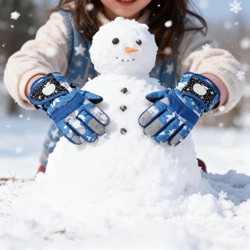 Image of UTOWO Kids Winter Cold Weather Ski Gloves Boy-Girl Warm Windproof Snow Gloves for Snowboarding Sledding Cycling Toddler 3-6T