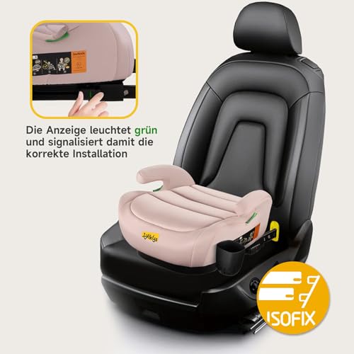 Jovikids Sitzerhöhung Auto Kinder ISOFIX, ECE R129 Kindersitzerhöhung 125-150cm, Verdickter Stoffbezug & Isofix Einführhilfe… – Ansicht 3