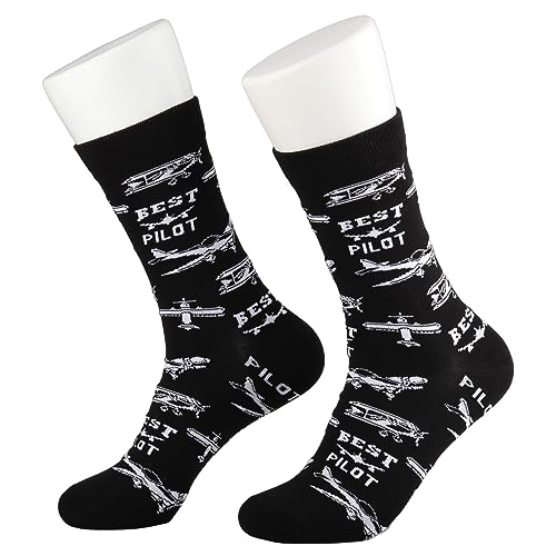 MBMSO Pilot Socks for Men Pilot Gifts Aviation Socks Airplane Socks Airline Pilot Dress Socks Funny Aviation Gifts for Him