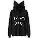 Produktbild Better F Katze Hoodie Damen Damen Hoodie Damen Langarm Sweatshirt Damen Langarm Hoodies Casual Herbst Kleid Kapuzenpullover Schwarz