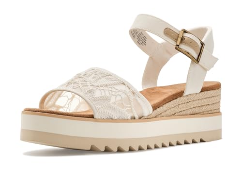 Image of TOMS Women's Diana Wedge Heel Sandal, Leather Upper, Rope-Wrapped Midsole, Adjustable Strap, Buckle, OrthoLite Insole