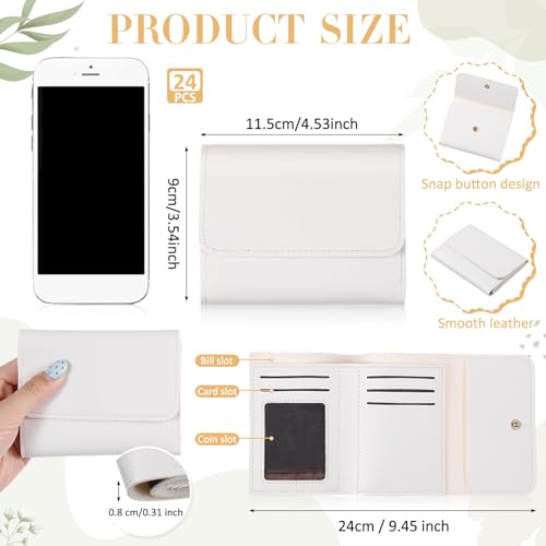 Abbylike 24 Pcs Trifold Leather Wallet Bulk Slim Minimalist Small Wallet for Laser Engraving Rfid Credit Card Holder for Woman Men DIY Gifts, White2