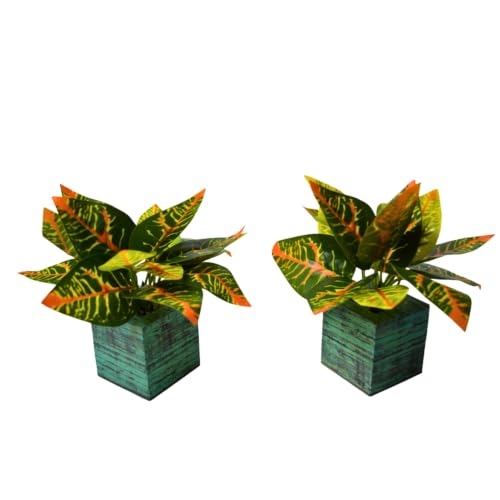 Image of DecoreBugs Artificial Real Touch Flower Plant with Pot (Pack of 2), 16 cm Height, Decorative Faux Floral Plant for Home, Office, Living Room, Bedroom, Table & Shelf Decor