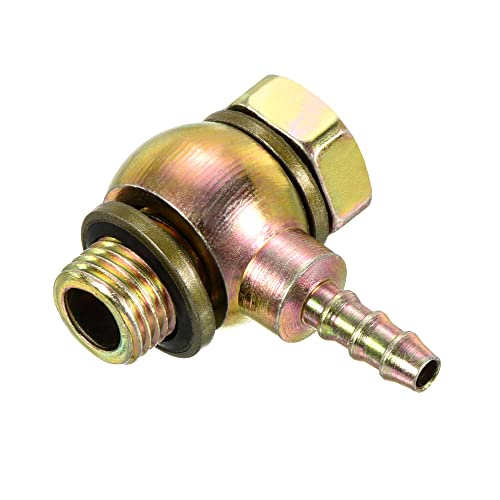 PATIKIL Hose Barb Fitting Elbow 6mm Barbed M12x1.25 Male Thread, Steel Pipe Adapter Connector for Air Water Fuel Oil Gold
