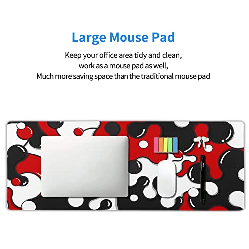 Image of Red Black White Mouse Pad Anime Cool Geometric Japanese Extended Desk Mat 80X30cm Non-Slip Rubber Base Stitched Edge Large XL Mousepad for Desk Gaming Laptop Desktop,31.5x11.8 Inch