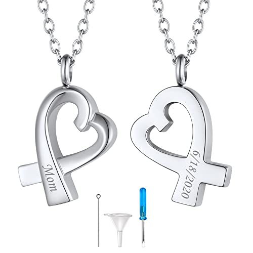 FindChic Personalized Urn Necklaces for Ashes Vertical Bar/Moon Cat/Sand Clock/Dog Claw Pendant Stainless Steel/18K Gold Plated/Black Waterproof Keepsake Cremation Jewelry with Funnel, with