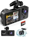 Dash Cam Front and Rear Inside, 4K Full HD Triple Dash Camera for Cars, Car Camera with 32GB Card,Built-in Loop Recording,G-Sensor,24H Parking Monitor,WDR,Accident Lock