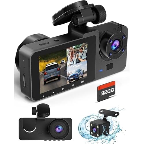 Dash Camera for Cars,4K Full UHD Car Camera Front Rear with 32GB Card,Built-in Super Night Vision,2.0” IPS Screen,170°Wide Angle,WDR, 24H Parking Mode, Loop Recording