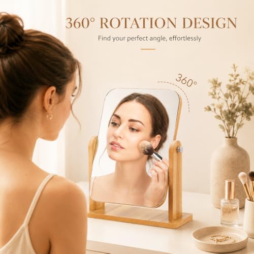 HMCEY Miroir Table Bois,Miroir sur Pied Maquillage, Miroirs a Poser – vue 6