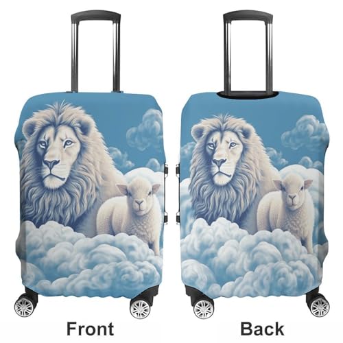 Anti-Scratch Luggage Cover Lamb with A Lion On The Clouds Printed Luggage Case Protector Washable Suitcase Covers Elastic Suitcase Protector for Size L (26-28 inch) Luggage3
