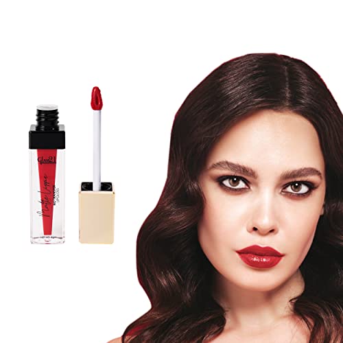 Image of Glam21 Matte Lippie No Transfer Lip Gloss | Lightweight and comfortable| Creamy Matte Formula - 4 gm | My Red-02