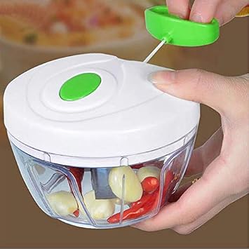Multi-function Hand Held Vegetable Shredder Slicer Cutter Powerful Manual Pulling Food Chopper Cutting Various Foods Nuts Pesto (Green)