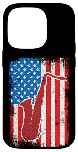 4th of July USA Saxophone Lover �W���Y�E�~���[�W�b�N �X�}�z�P�[�X iPhone 14 Pro �p