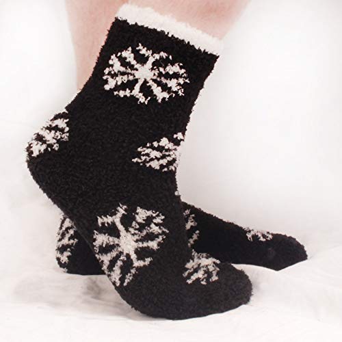 BambooMN Soft Warm Cozy Fuzzy Snowflake Socks, Variety of Color Options3