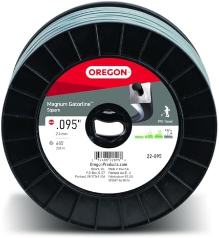 Oregon Magnum Gatorline 095 Trimmer Line Heavy Duty, Professional Square Weed Wacker String for Gas and Electric Grass Trimmer and Brushcutters, Fits Most Standard Models .095" x 685-Foot (22-895)