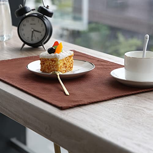 Dress4Tab Anti-Skip Placemats For Dinner Table Set Of 6, Machine Washable Indoor Cloth Boy Kitchen Place Mats With Dotted Silicone Grip(Brown, 6) #TOP4